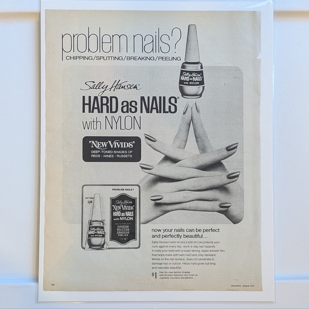Hard As Nails 1972 Seventeen Magazine Vintage Ad: Sally Hansen Polish, Monet